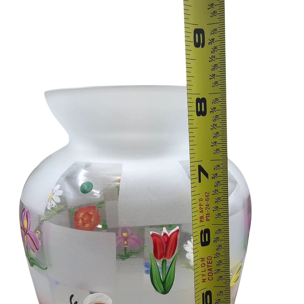 Lenox Nature's Splendor Handpainted Glass Vase Flowers Insects w/Box Signed - Picture 11 of 16